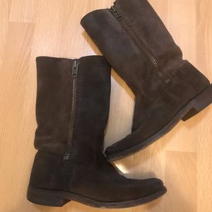 Good old Frye boots zip up brown suede 8